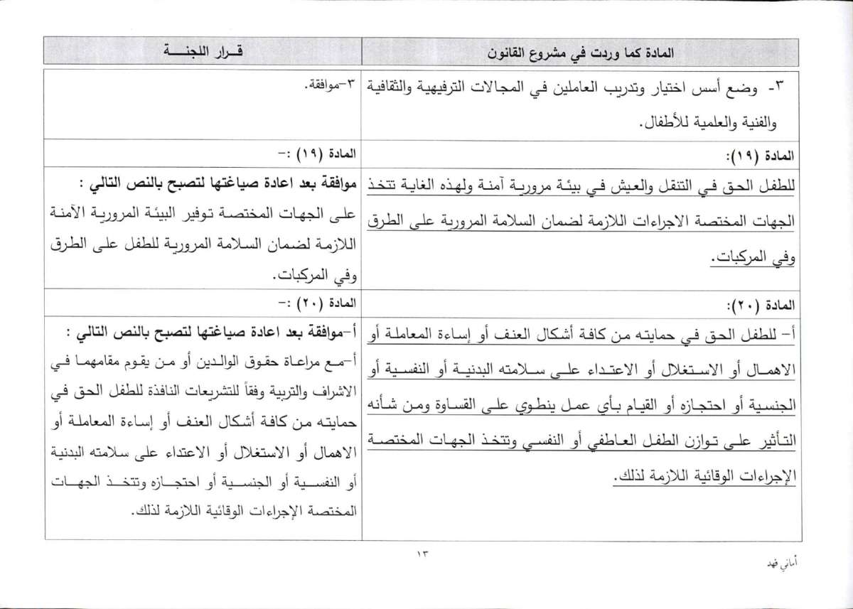 الاردن24 تنشر تعديلات اللجنة المشتركة على قانون حقوق الطفل - وثائق