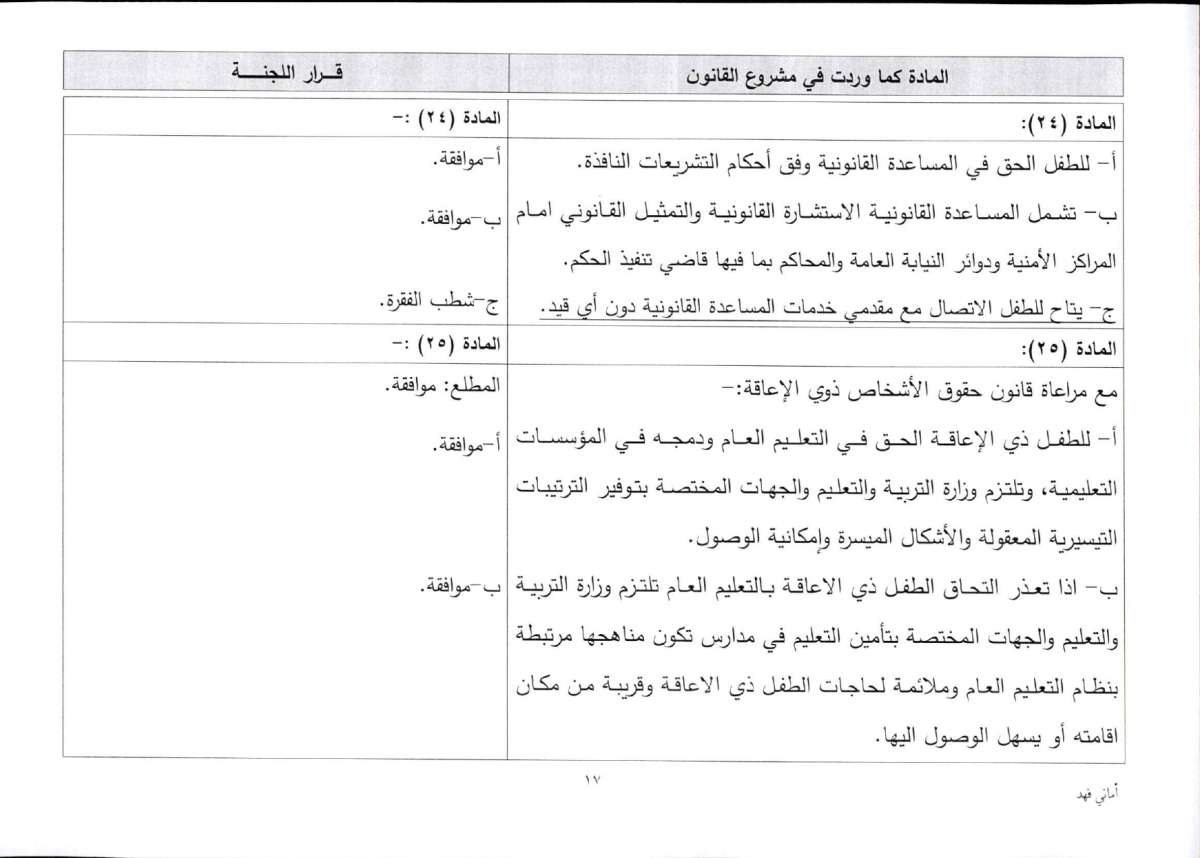 الاردن24 تنشر تعديلات اللجنة المشتركة على قانون حقوق الطفل - وثائق