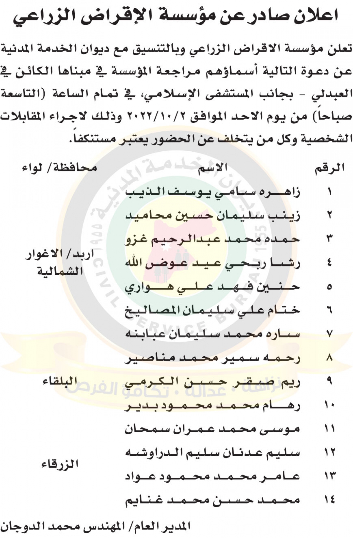 وظائف شاغرة ومدعوون للتعيين - أسماء