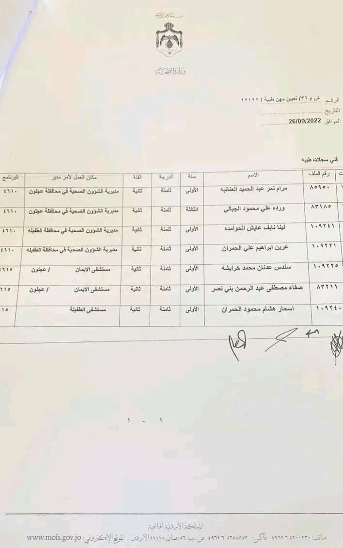 تعيينات في الصحة (أسماء)