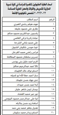 هام من الصحة للطلبة المقبولين في كليات التمريض والقبالة والمهن الطبية المساندة - أسماء