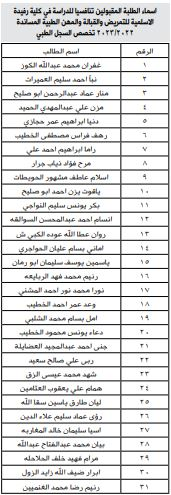 هام من الصحة للطلبة المقبولين في كليات التمريض والقبالة والمهن الطبية المساندة - أسماء