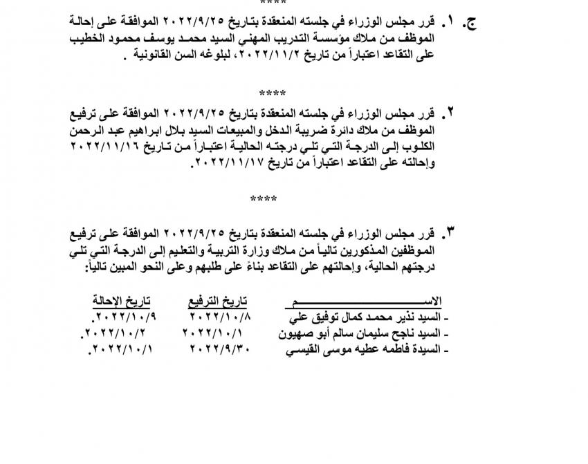 موظفون حكوميون إلى التقاعد (اسماء)