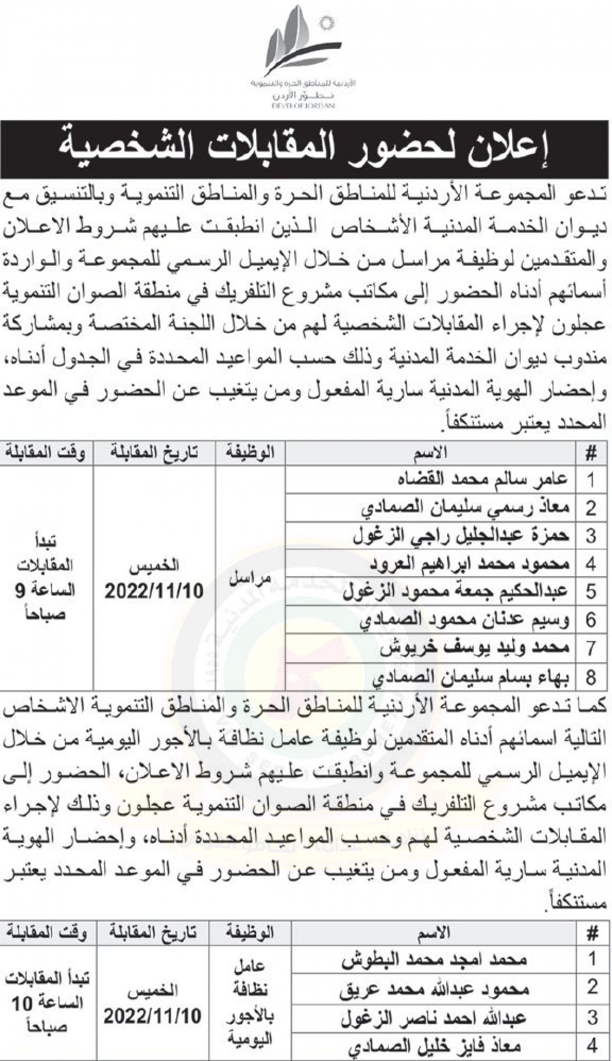 وظائف شاغرة ومدعوون للتعيين - أسماء