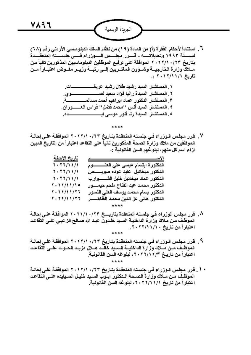 احالات الى التقاعد في مختلف المؤسسات والوزارات - اسماء