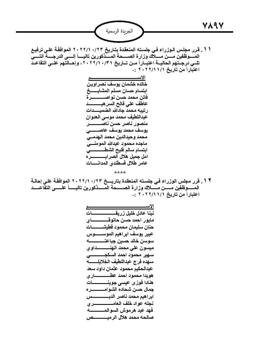 احالات الى التقاعد في مختلف المؤسسات والوزارات - اسماء