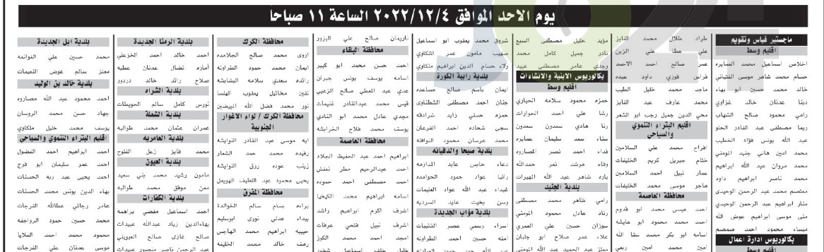 وزارات ومؤسسات تطلب مئات الأردنيين للامتحان التنافسي (أسماء)