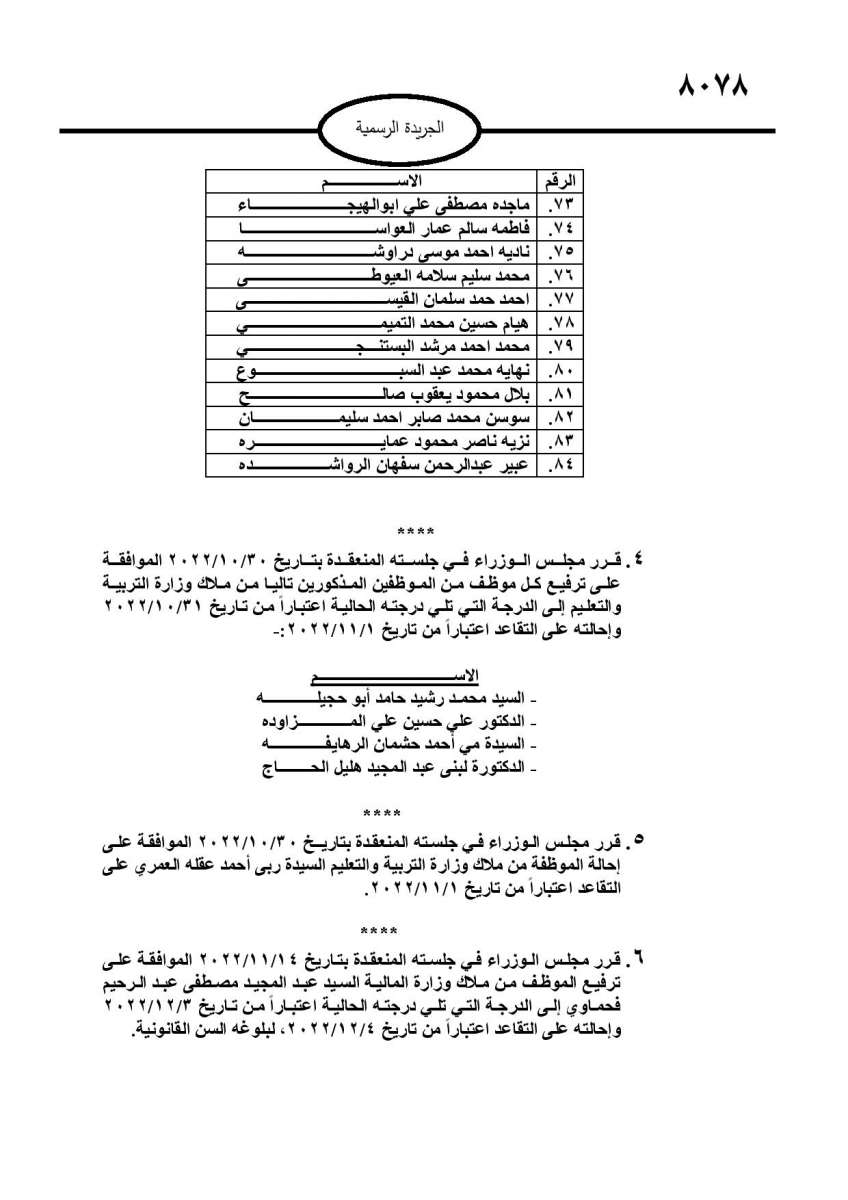 احالات الى التقاعد في مختلف المؤسسات والوزارات - اسماء