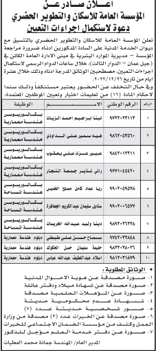 وظائف شاغرة ومدعوون للتعيين (أسماء + تفاصيل)