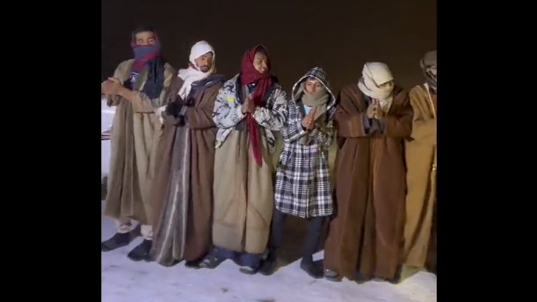 سعوديون يستقبلون الثلوج في تبوك برقصة الدحة (فيديوهات)