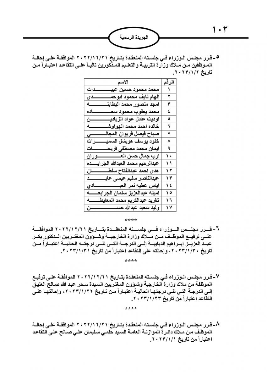 احالات الى التقاعد في مختلف المؤسسات والوزارات - اسماء