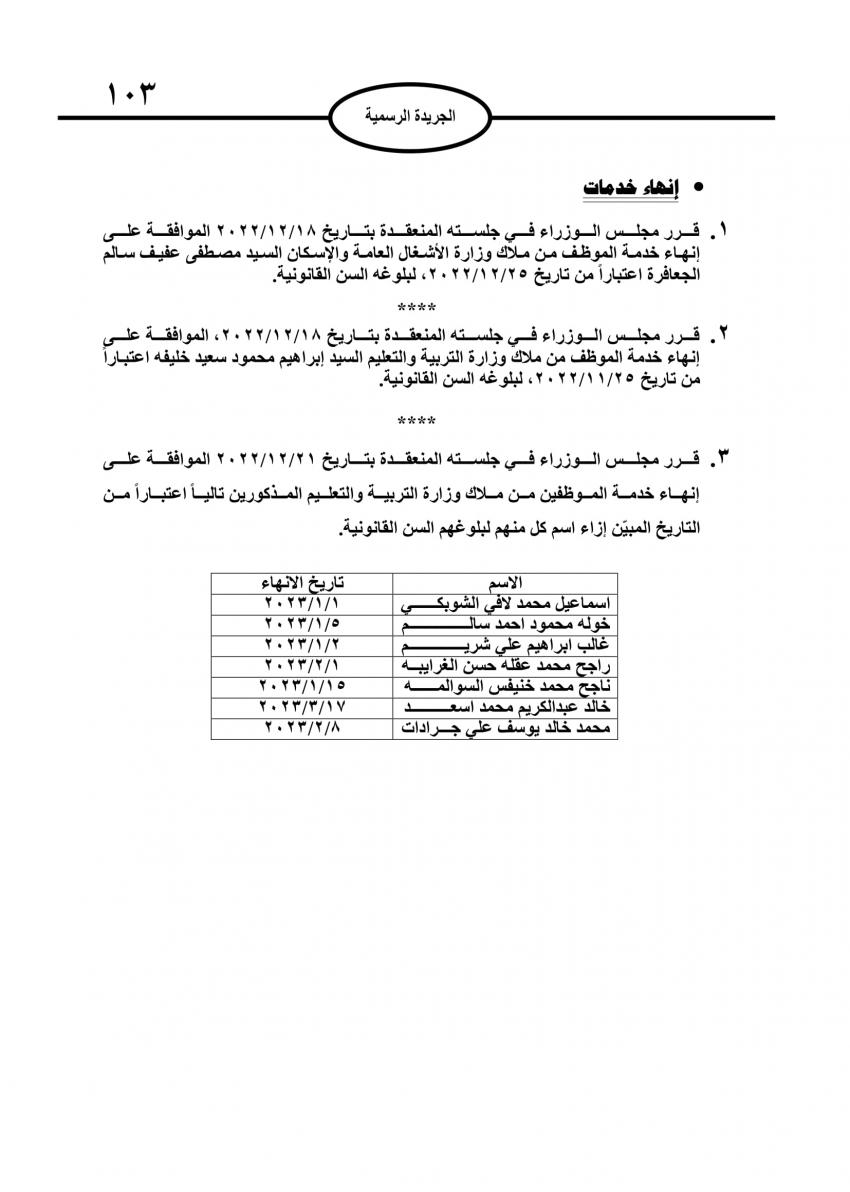 احالات الى التقاعد في مختلف المؤسسات والوزارات - اسماء