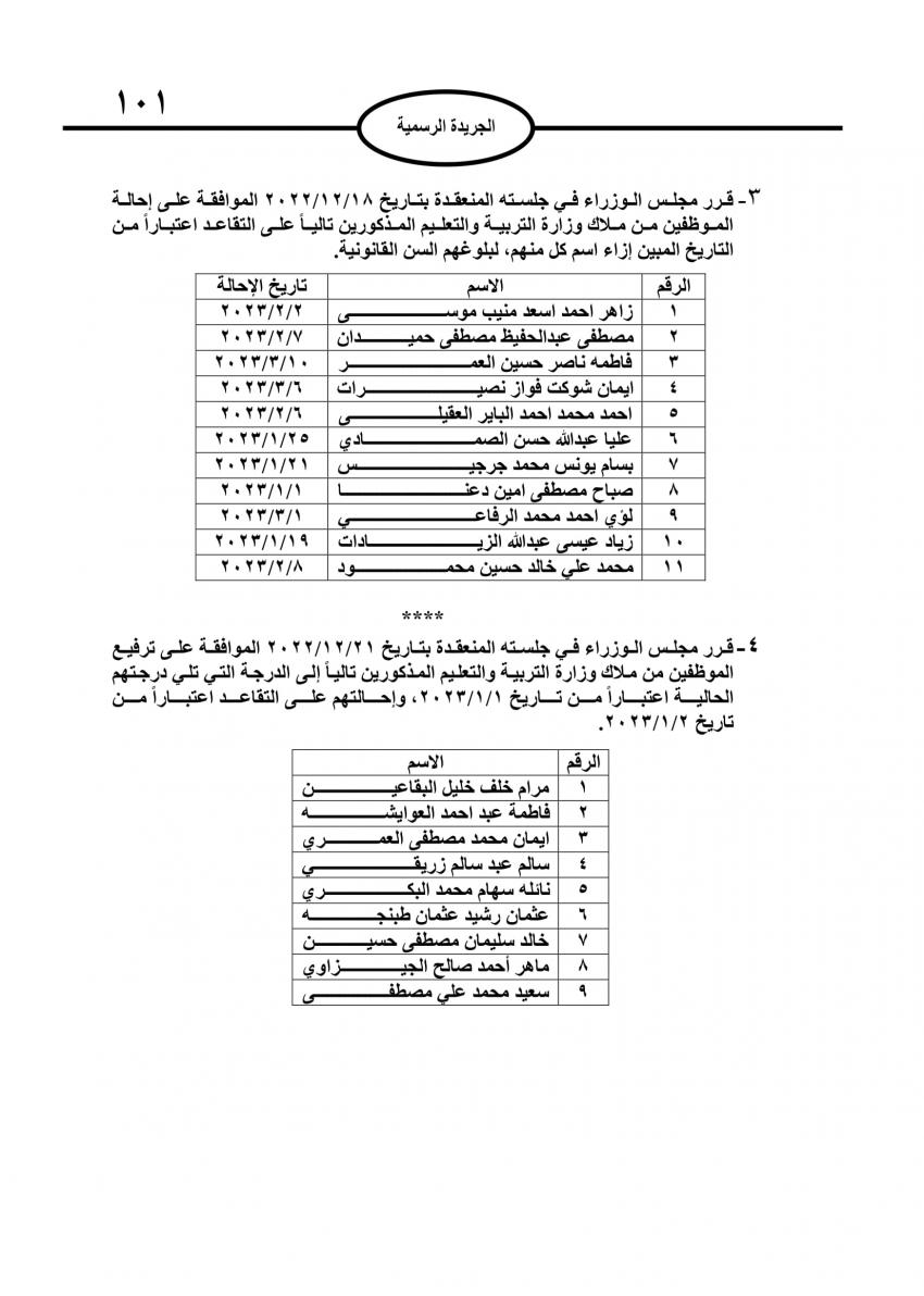 احالات الى التقاعد في مختلف المؤسسات والوزارات - اسماء