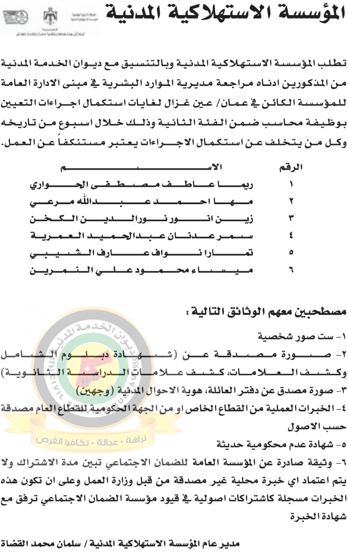 مؤسسات حكومية تعلن حاجتها لتعيين وتعبئة وظائف شاغرة - (أسماء + تفاصيل)