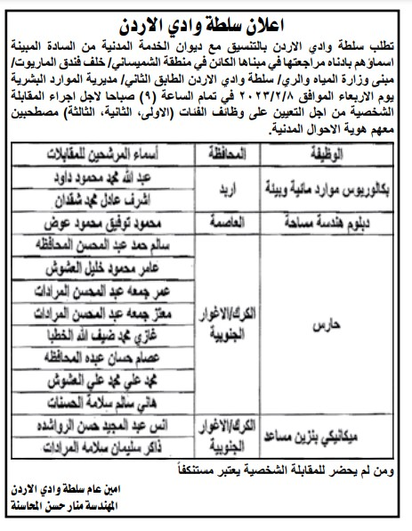 وظائف شاغرة ومدعوون للتعيين (أسماء + تفاصيل)