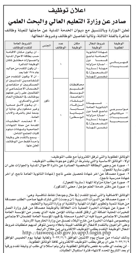 وظائف شاغرة ومدعوون للتعيين (أسماء + تفاصيل)