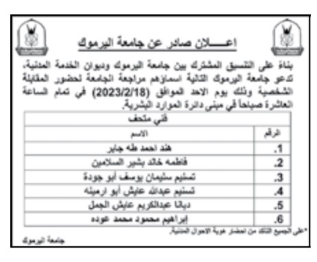 مدعوون للامتحان التنافسي لغايات التعيين (أسماء)