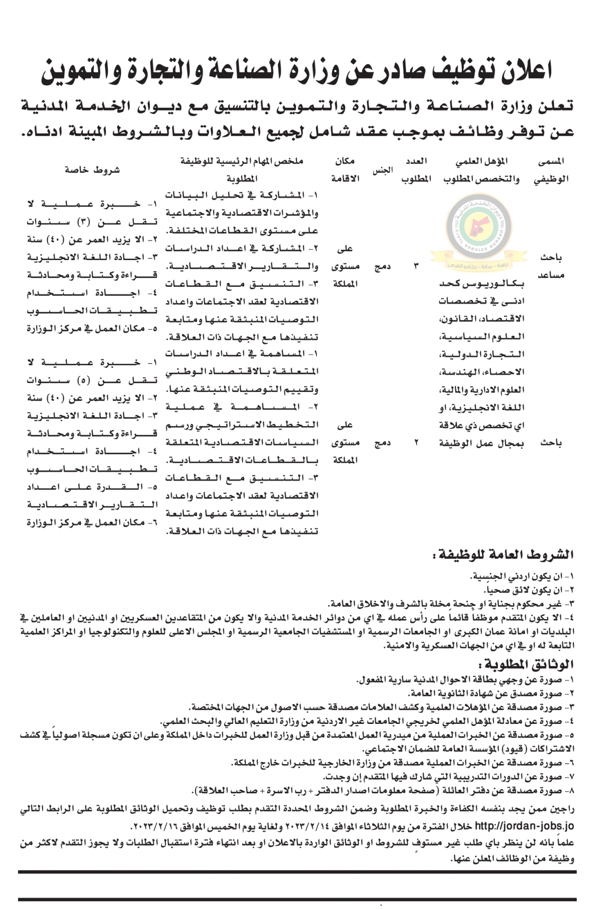 الخدمة المدنية تعلن وظائف شاغرة - تفاصيل