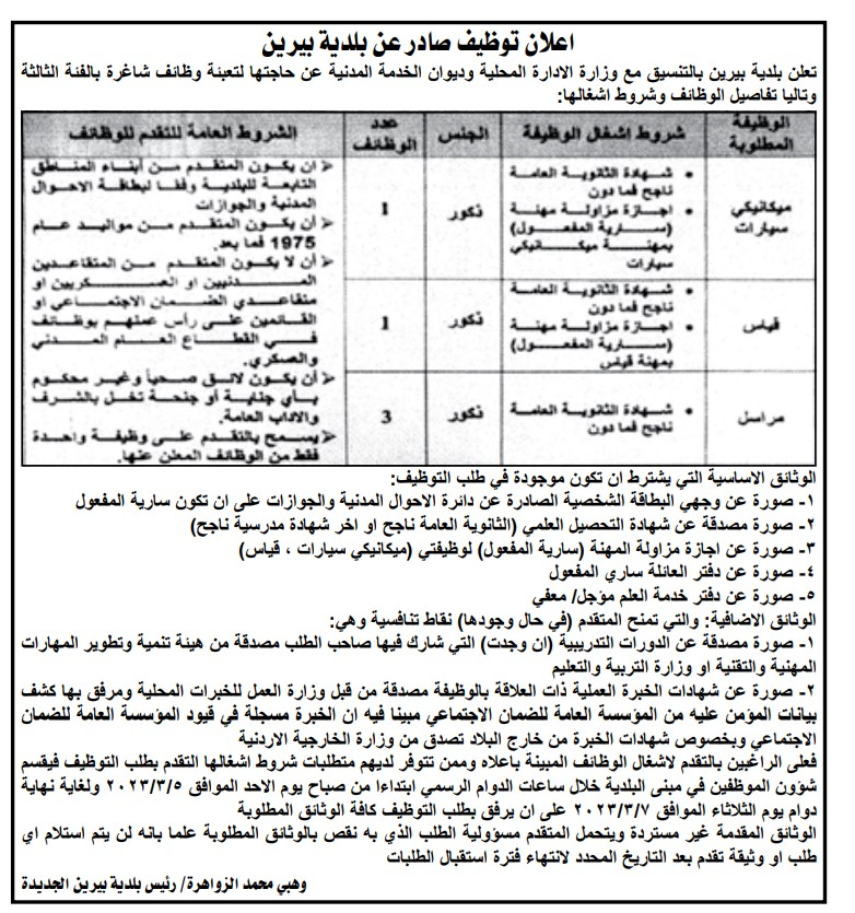 مدعوون لإجراء المقابلات الشخصية والفحص الفني - اسماء