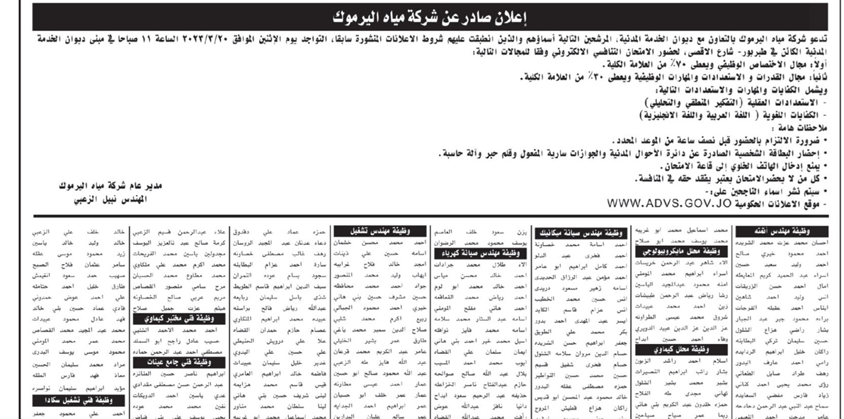 مدعوون لإجراء الامتحان التنافسي وللتعيين - اسماء