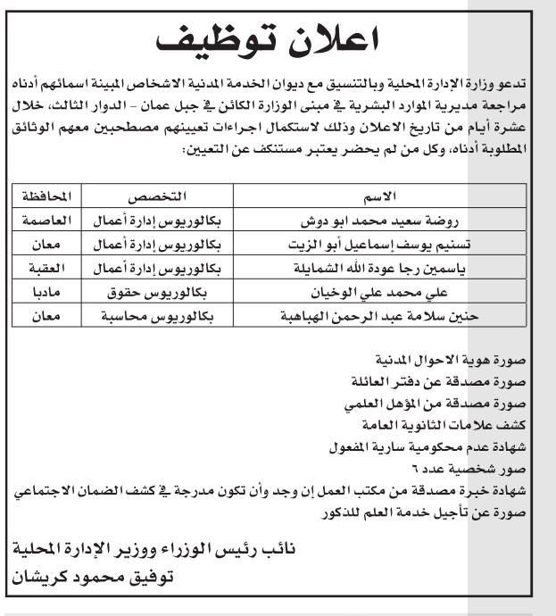 وظائف شاغرة ومدعوون لإجراء الاختبار التنافسي - اسماء 