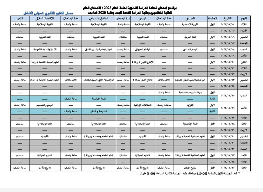 التربية : 4 تموز المقبل اول ايام امتحان التوجيهي 2023