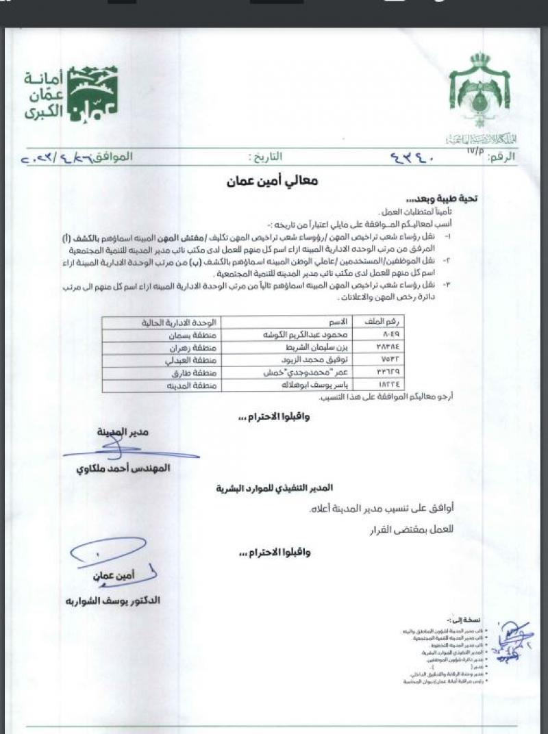 تنقلات واسعة في الأمانة (أسماء)