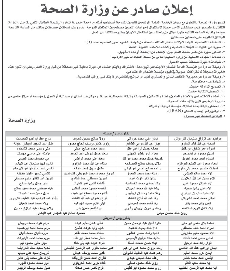 مدعوون للتعيين في الصحة ومختلف الوزارات - أسماء