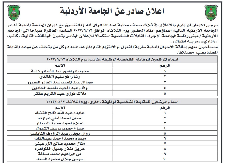 وظائف شاغرة ومدعوون للتعيين (أسماء + تفاصيل)