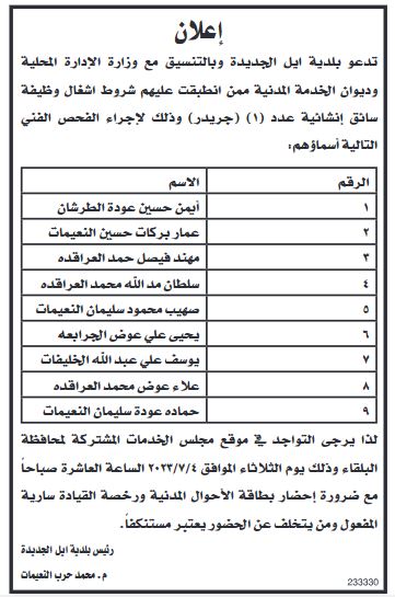 مدعوون للمقابلات الشخصية واستكمال إجراءات التعيين - اسماء