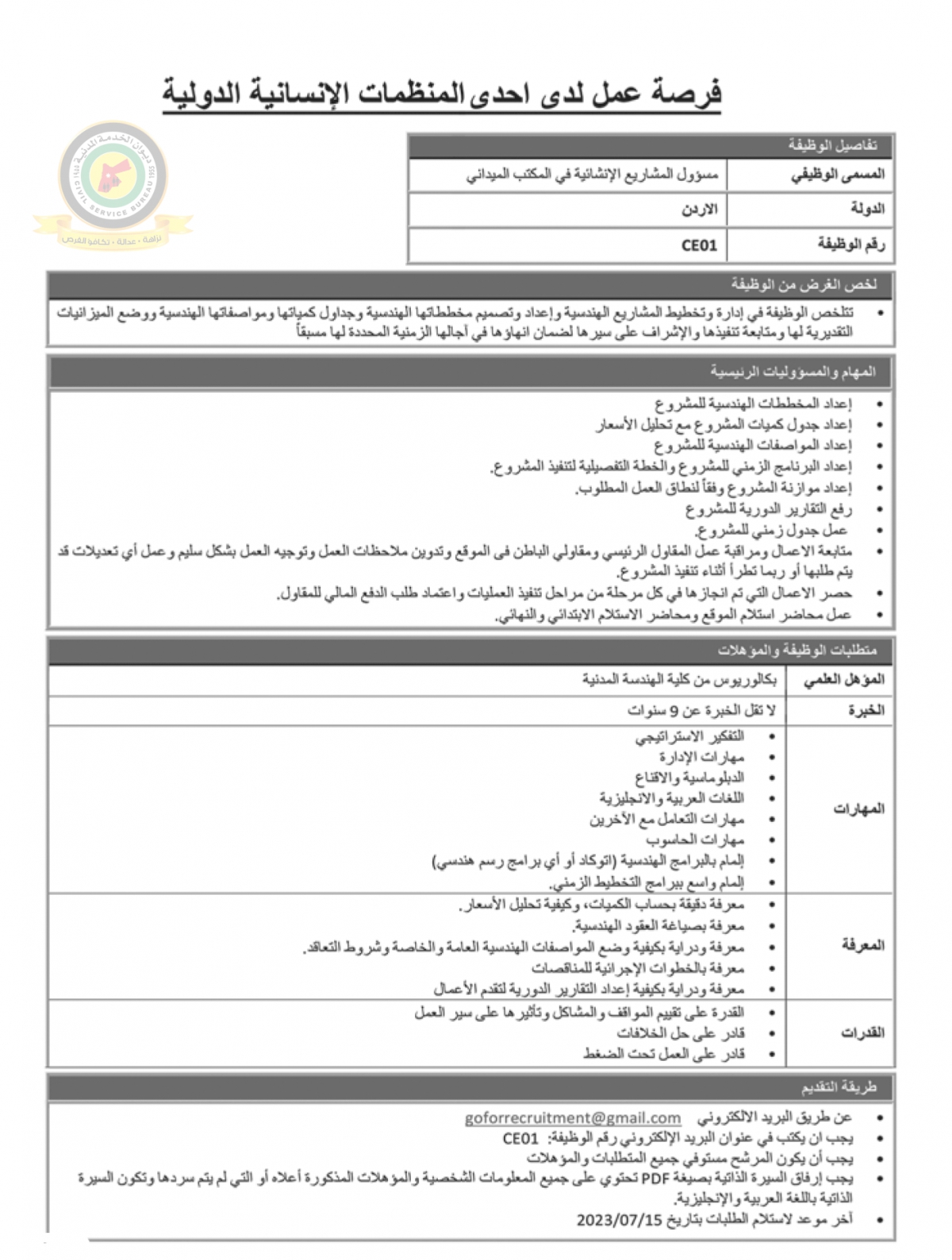 الخدمة المدنية تعلن وظائف شاغرة - تفاصيل