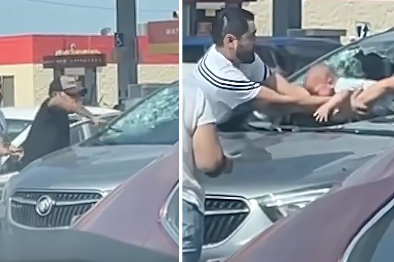 أب يحطَّم زجاج سيارته لإنقاذ طفله الرضيع من الموت بسبب الحر (فيديو)