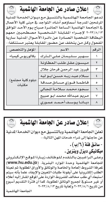 وظائف شاغرة ومدعوون لإجراء المقابلات الشخصية (أسماء)