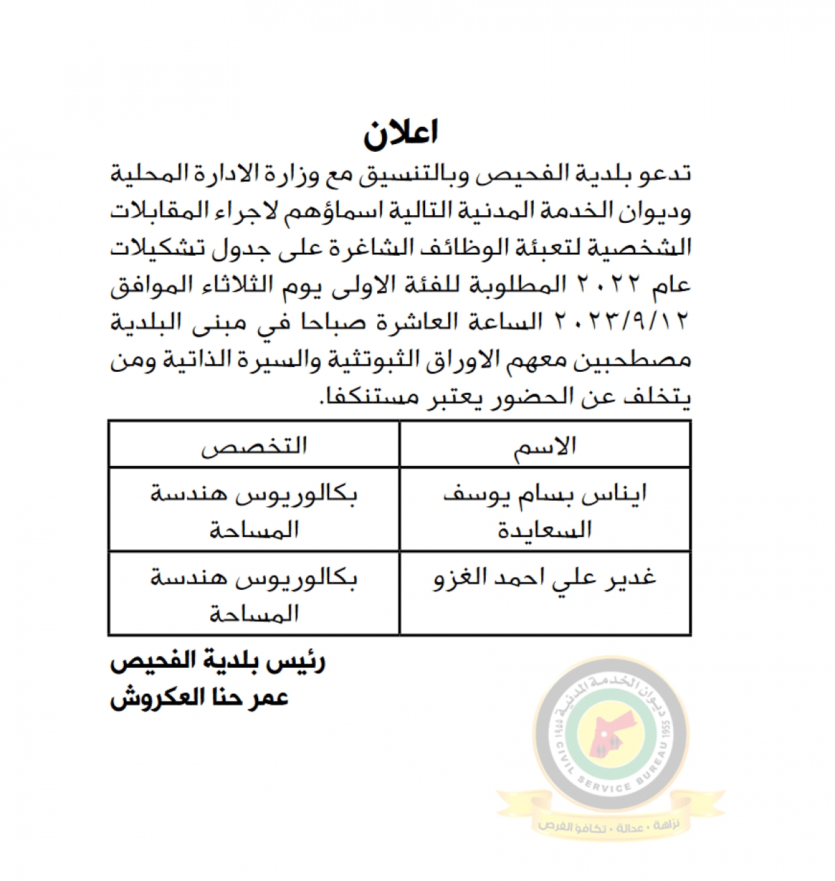 وظائف شاغرة ومدعوون للتعيين في الصحة   - أسماء