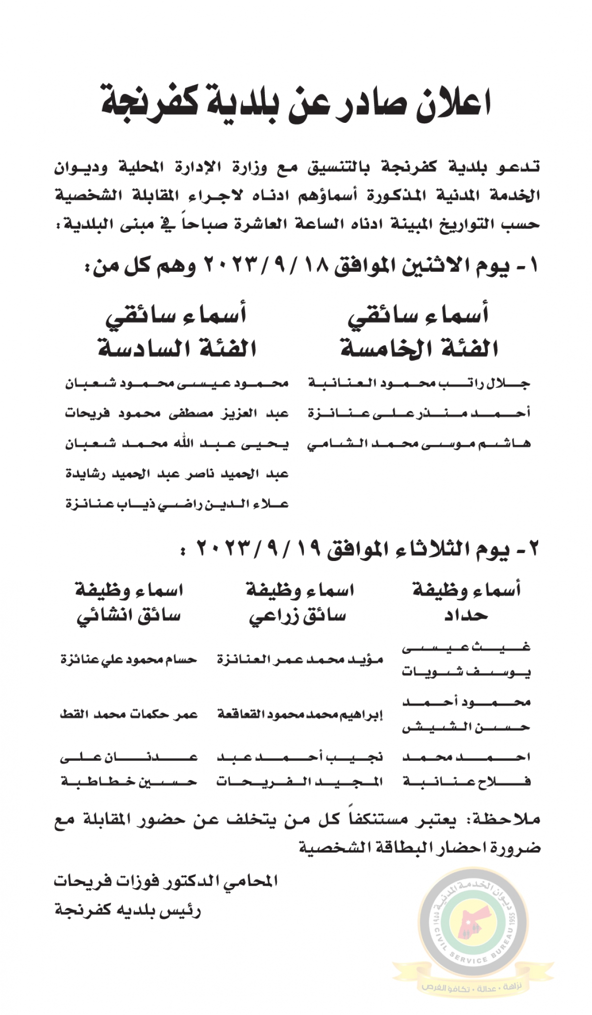 وظائف شاغرة ومدعوون للتعيين - أسماء وتفاصيل