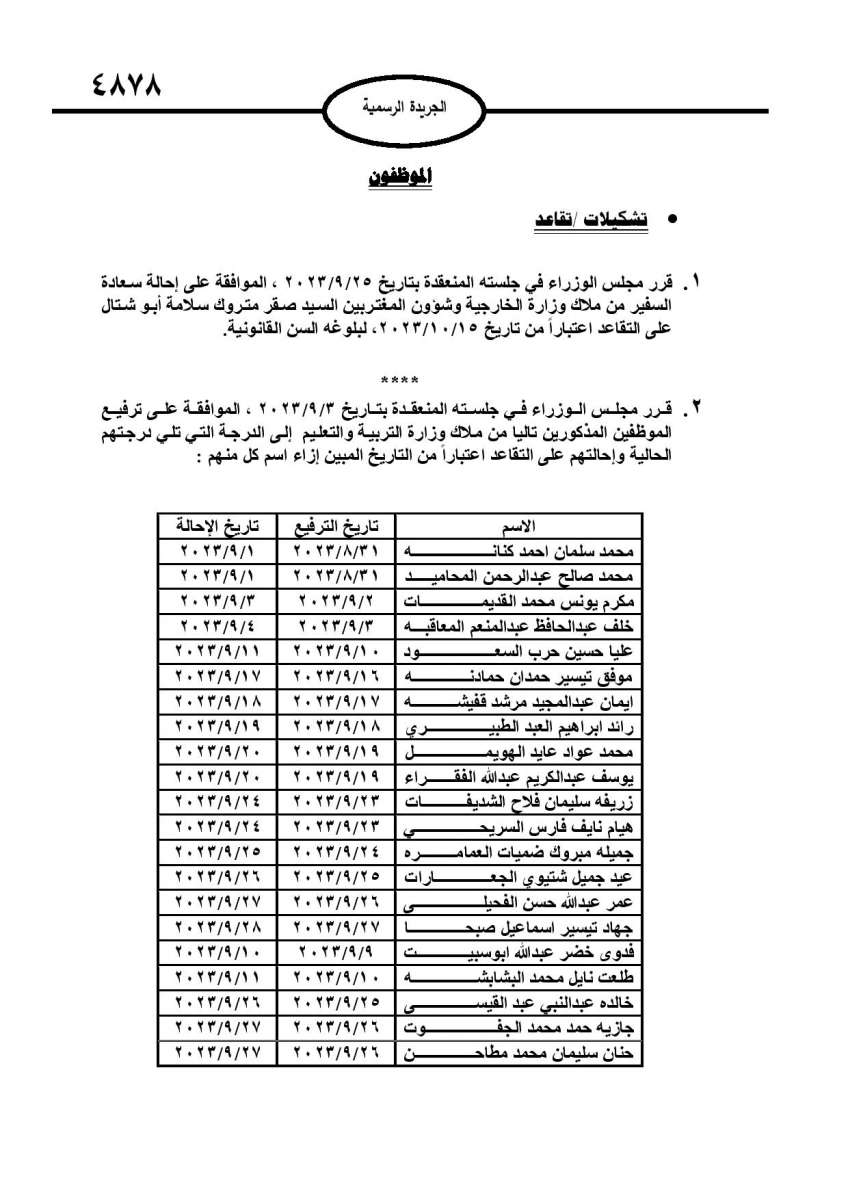 احالات الى التقاعد في مختلف المؤسسات والوزارات - اسماء