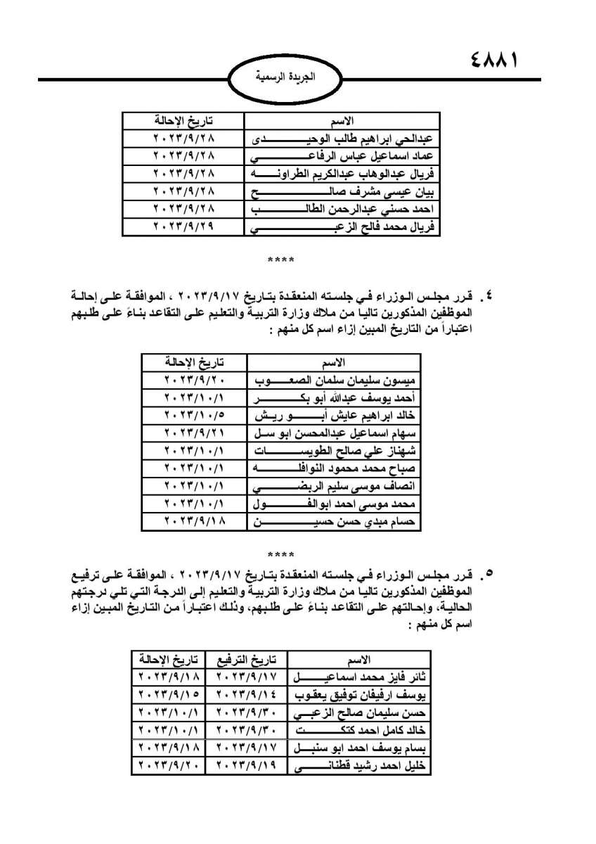 احالات الى التقاعد في مختلف المؤسسات والوزارات - اسماء