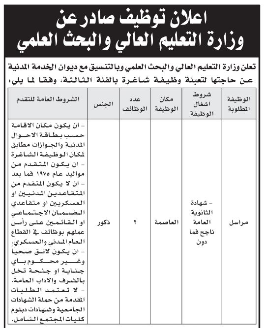 وظائف شاغرة ومدعوون لإجراء المقابلات الشخصية (أسماء)