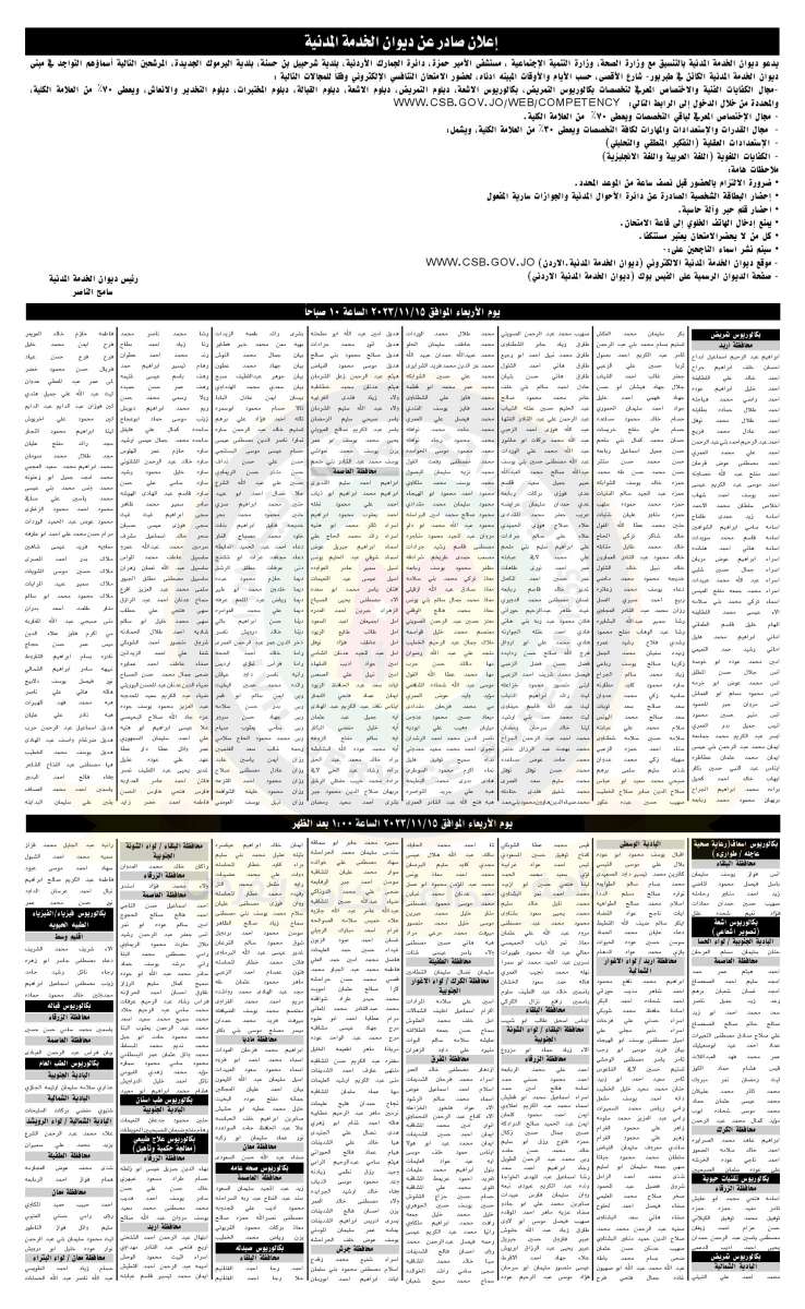 مدعوون للامتحان التنافسي  - اسماء