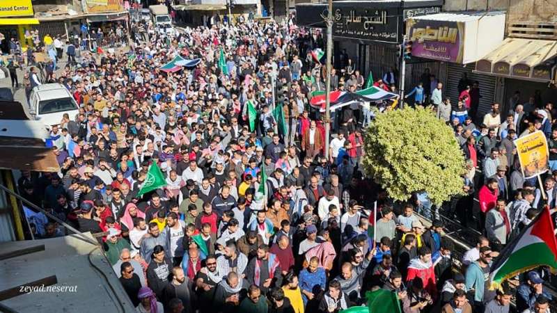 مسيرة حاشدة في اربد تنديدا بالعدوان الصهيوني على غزة