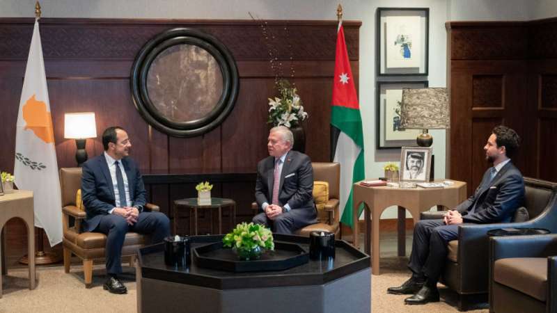 الملك يستقبل الرئيس القبرصي ويؤكد أهمية الوقف الفوري لإطلاق النار في غزة
