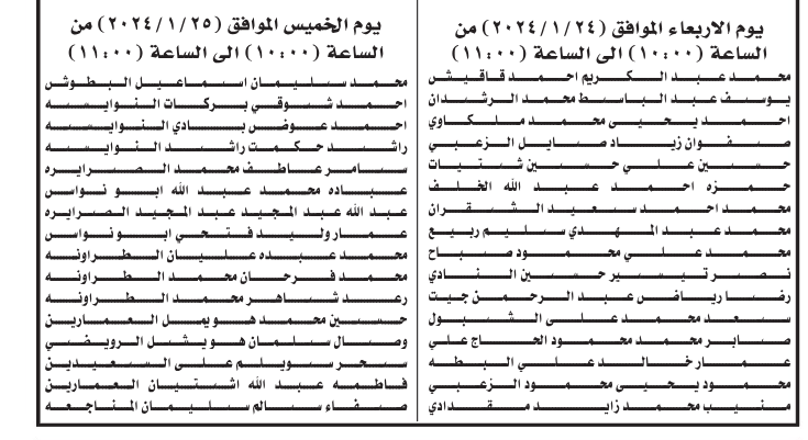 وظائف شاغرة ومدعوون للمقابلات الشخصية (أسماء)