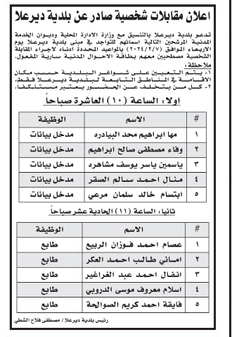 مدعوون للتعيين ووظائف شاغرة في وزارات ومؤسسات (أسماء)