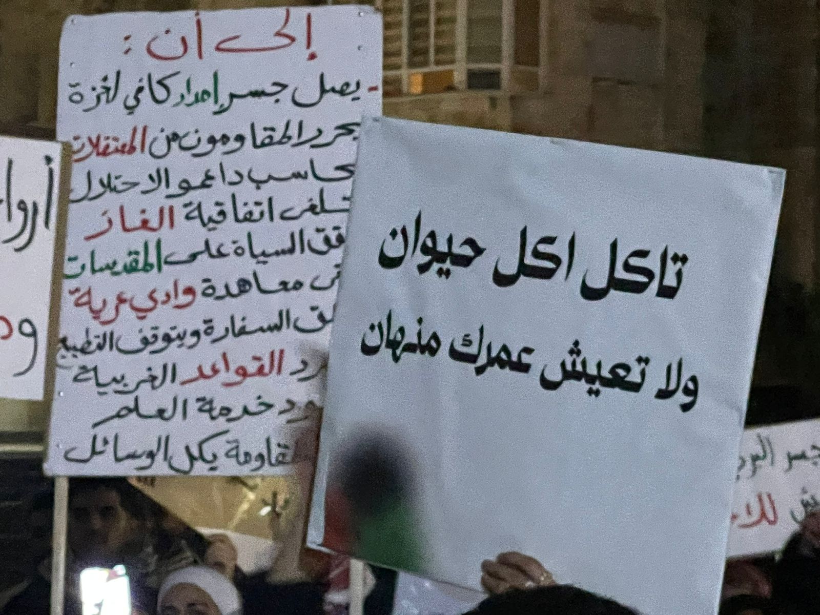 اعتصام حاشد قرب سفارة الاحتلال في عمان يطالب بمنع دخول بضائع الى الكيان الصهيوني  صور