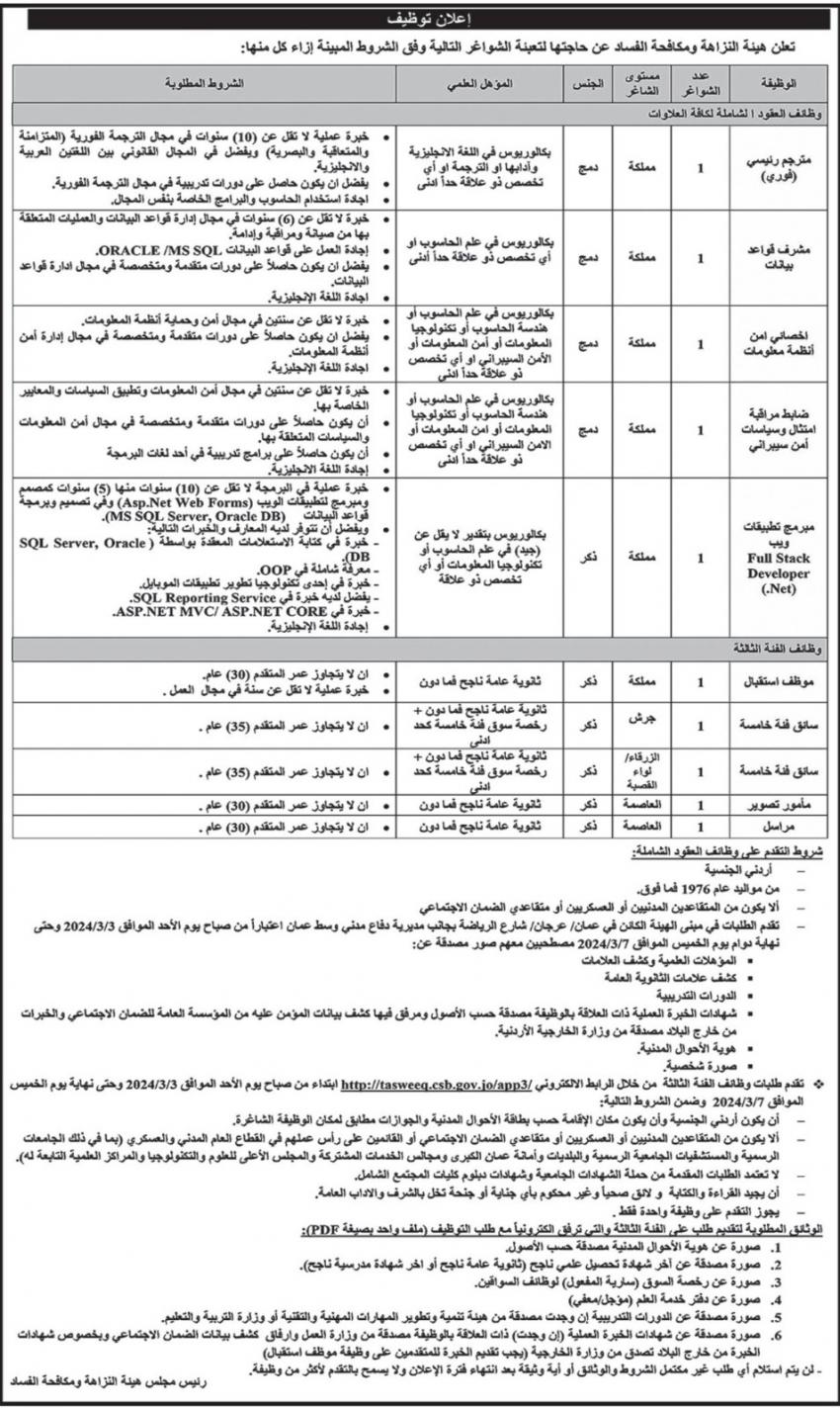 الناجحون في الامتحان التنافسي ومدعوون للتعيين ووظائف شاغرة - أسماء