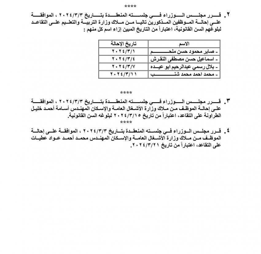 احالات الى التقاعد في مختلف المؤسسات والوزارات - اسماء