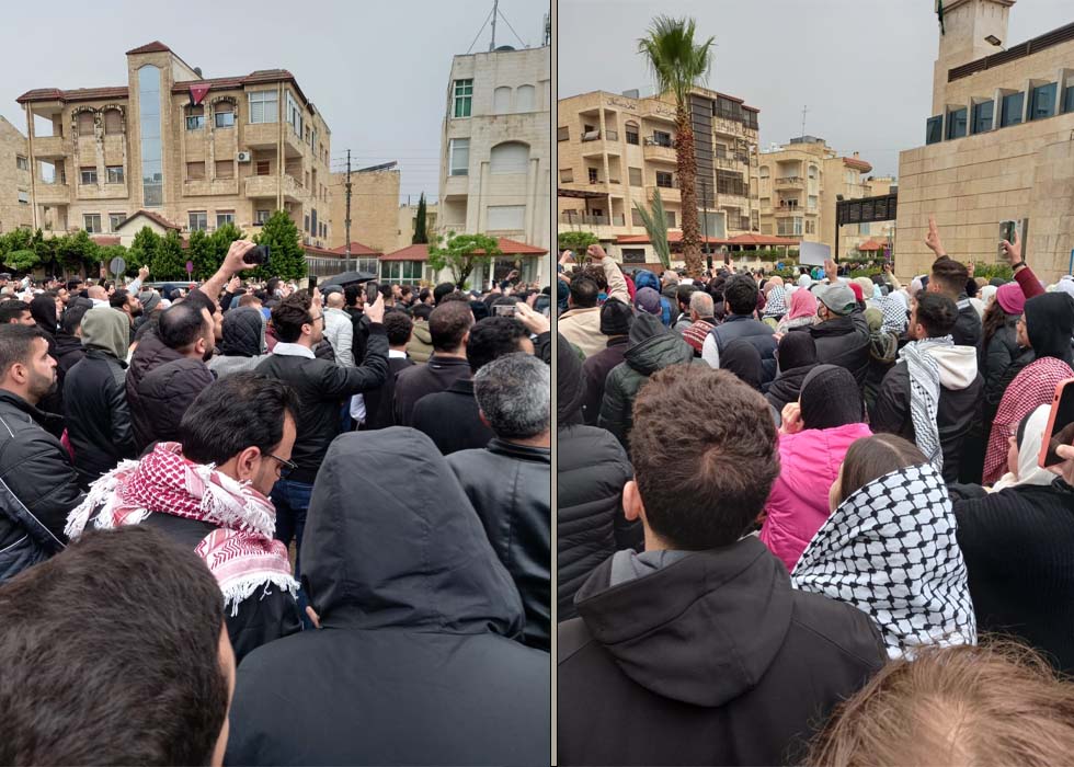 مئات الاردنيين يحاصرون سفارة الكيان الصهيوني صباح اول ايام عيد الفطر