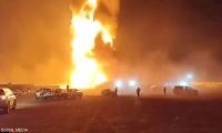 حريق كبير يلتهم مصفاة للنفط في أربيل باقليم كردستان