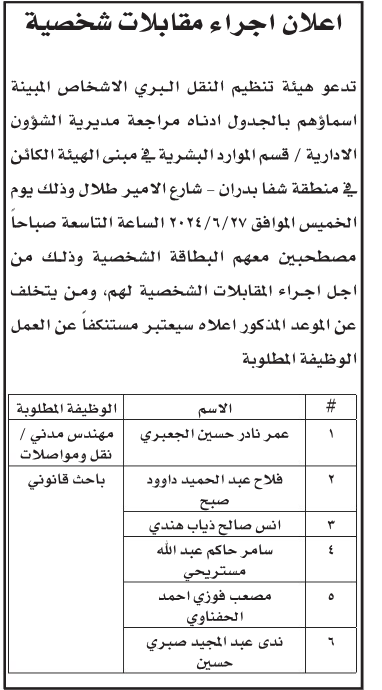 وظائف شاغرة  ومدعوون للامتحان التنافسي - أسماء