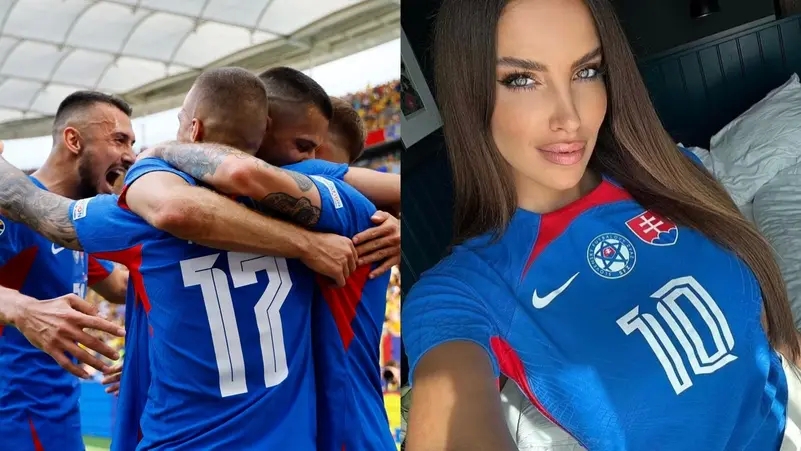 ماذا تفعل ملكة جمال مع منتخب سلوفاكيا في كأس أوروبا؟